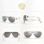 Load image into Gallery viewer, Versace VE2225 12526G 60MM Pale Gold/Light Grey Mirror Silver 80 Pilot Sunglasses for Men +Bundle with Accessory Eyewear Kit
