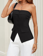 Load image into Gallery viewer, ZESICA Women&#39;s 2025 Trendy Strapless Blazer Vests Summer Dressy Tube Vest Tops Elegant Clothes,Black,Medium

