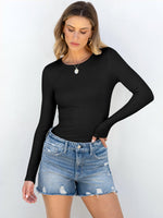 Load image into Gallery viewer, ANRABESS Women Long Sleeve Crewneck Rib Knit Slim Fit Shirts Basic Tee Tops 2025 Casual T-Shirt Going Out Workout Outfits Black Medium
