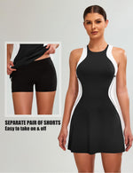 Load image into Gallery viewer, Blooming Jelly Womens Tennis Dress Casual Athletic Golf Workout Built in Bra Clothes Pickleball Outfits with Shorts Underneath (M, Black)
