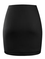Load image into Gallery viewer, MANER Women's High Waisted Stretchy Ribbed Skirt Casual Going Out Mini Skirts (Medium, Black,No Fringe)
