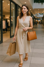 Load image into Gallery viewer, CUSHIONAIRE Voyage Cutout Strap Slides for Women, Slip On Summer Flats, Trendy Footwear, Comfortable Vacation Style Sandals for Women 2025, TAN 7.5
