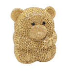 Load image into Gallery viewer, Boutique De FGG Bear Evening Bags and clutches for Women Formal Crystal Clutch Purse Party Animal Rhinestone Handbags,Mini,Golden
