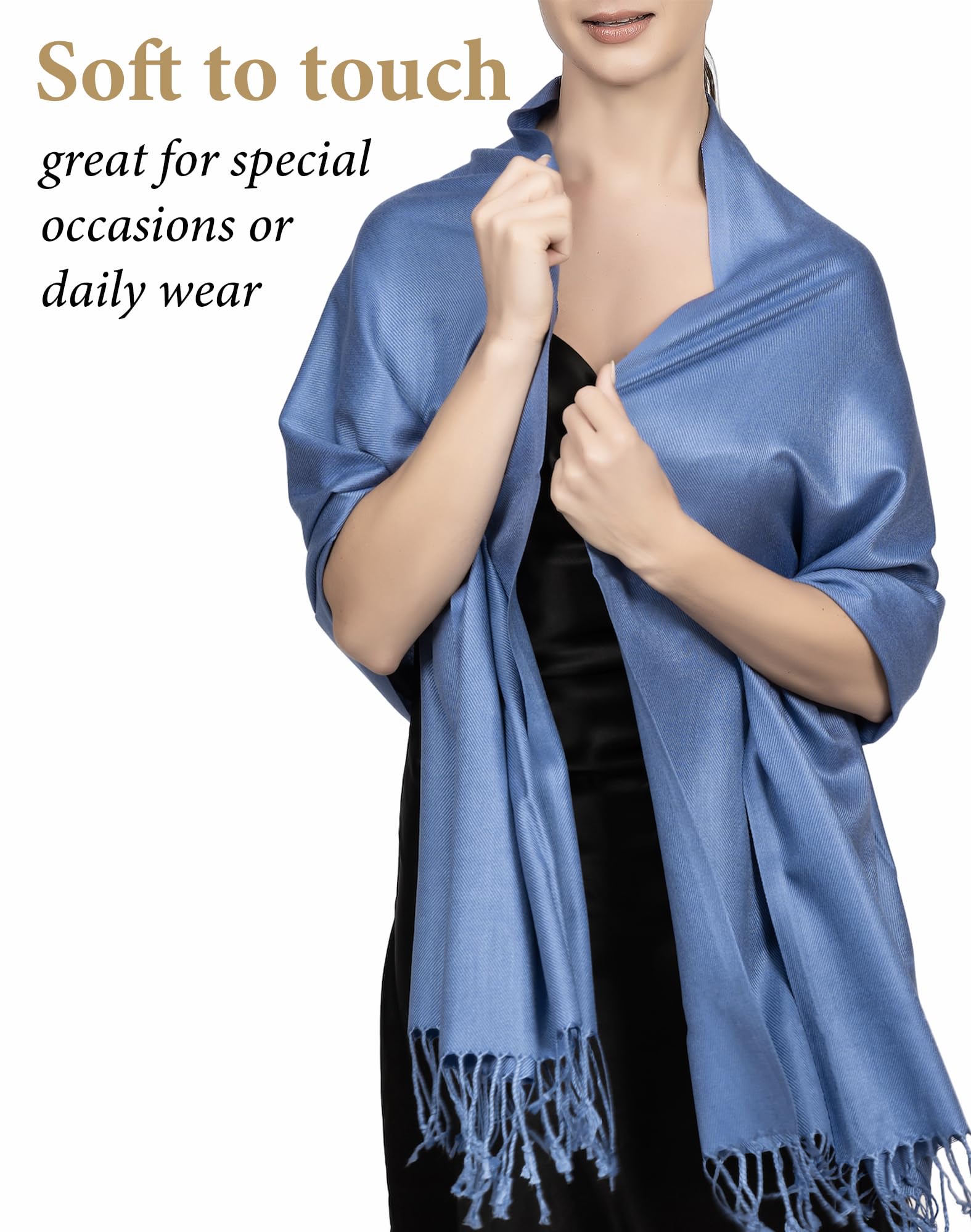 Achillea Pashmina Scarf for Women, Shawls and Wraps for Evening Dresses, Wedding, Bridesmaids, All Year Round Scarf for Formal or Casual Wear
