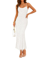 Load image into Gallery viewer, ZESICA Women's Summer Floral Spaghtti Straps Midi Dress 2026 Bodycon Sleeveless Square Neck Casual Beach Long Dresses White Medium
