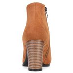 Load image into Gallery viewer, DearOnly Womens Short Bootie Ankle Boots Pointed Toe Block Chunky High Heel Suede Dress Shoes Vintage Classic Zipper Brown 3 Inch 9 US
