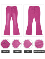 Load image into Gallery viewer, Koinshha Womens High Waisted Jeans Flare Stretch Boyfriend Casual Bootcut Denim Pants Size 6 A Pink
