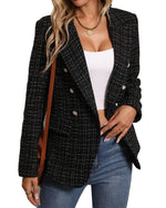 Load image into Gallery viewer, Mina Self Blazers for Women 2025 Black Fall Business Casual Womens Blazer Holiday Party Outfits Plaid Houndstooth Work Casual Trendy Women&#39;s Suits Funeral Jackets Suit Clothes Vacation Fashion Jacket
