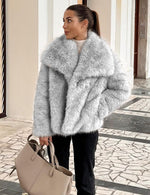 Load image into Gallery viewer, Yimoon Womens Faux Fur Coat Lapel Open Front Fluffy Shaggy Jacket Winter Warm Furry Overcoat(LightGrey-S)
