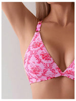 Load image into Gallery viewer, ZAFUL Women&#39;s 2 Piece Floral Print Swimsuit Triangle String High Cut Bikini Sets Bathing Suit(2-Pink, M)
