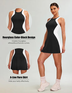 Blooming Jelly Womens Tennis Dress Casual Athletic Golf Workout Built in Bra Clothes Pickleball Outfits with Shorts Underneath (M, Black)