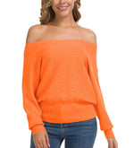 Load image into Gallery viewer, Feiersi Women&#39;s Off Shoulder Sweater Long Sleeve Loose Pullover Knit Jumper (Kumquat Red,Medium)
