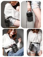 Load image into Gallery viewer, FONETTOS Y2K Punk Bag Tassel Totes Gothic Fringe Bag Women Shoulder Funky Bags Sourpuss Rock Fashion Crossbody Handbag
