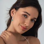 Load image into Gallery viewer, FJ Teardrop Emerald Earrings 925 Sterling Silver Dangle Drop Earrings May Birthstone Jewelry for Women
