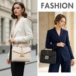 Load image into Gallery viewer, Women's Top Handle Bag with Strap Quilted Crossbody Bags Designer Handbags for Women Black Leather Cross body Purse Luxury Satchel Purses Flap Shoulder Bag
