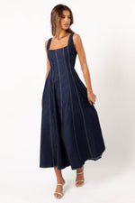 Load image into Gallery viewer, Petal &amp; Pup Callum Midi Dress - Dark Denim M
