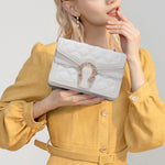 Load image into Gallery viewer, Aiqudou Quilted Crossbody Shoulder Bag for Women - Small Denim Chain Purse Leather Strap Fashion Casual Messenger Purse Bag(Mini White)
