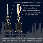 Load image into Gallery viewer, Gem Stone King 13.94 Cttw Black Onyx Dangle Earrings For Women | 18K Yellow Gold Plated Silver | Gemstone Birthstone | Emerald Cut 14X10MM
