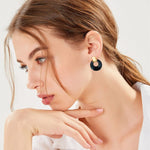 Load image into Gallery viewer, Black Dangle Earrings for Women Statement Chunky Small Gold Drop Earrings Door Knock Shape Dangling Earrings Party Jewelry
