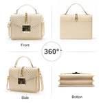 Load image into Gallery viewer, Top Handle Bag Quilted Crossbody Bags Trendy Designer Handbags for Women Beige Leather Cross Body Satchel Purses Shoulder Bag Goth Purse Large Leather Tote Bag for Women
