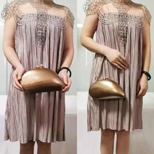 louceko Women Trendy Chain Crossbody Shoulder Bag Handbag Acrylic Wedding Evening Bag Shell Formal Clutch Purse, Brown 2503