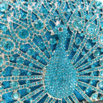 Load image into Gallery viewer, Boutique De FGG Peacock Clutch Bag Women Crystal Evening Handbags Bridal Wedding Rhinestone Clutch Purse Party Prom Bag,Mini,Light Blue
