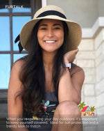 Load image into Gallery viewer, FURTALK Womens Beach Sun Straw Hat UV UPF 80+ Travel Foldable Brim Summer UV Hat Mixed Beige
