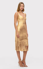 Load image into Gallery viewer, Herve Leger, The Metallic Mischa Dress, XXS, Gold Foil
