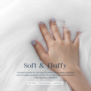 Phantoscope Pack of 2 Faux Fur Solid Throw Decorative Pillow Cover Cushion Covers Luxury Soft Decorative Pillowcase Fuzzy Pillow Covers for Bed/Couch,White 26 x 26 Inches