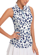 Load image into Gallery viewer, Soneven Women&#39;s Leopard Sleeveless Golf Shirts Tennis Polo Shirt Moisture Wicking Tank Tops Athletic Shirt
