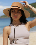 Load image into Gallery viewer, FURTALK Womens Wide Brim Sun Hat with Wind Lanyard UPF Summer Straw Sun Hats for Women Khaki

