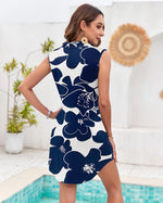 Load image into Gallery viewer, WNEEDU Womens Summer Dresses 2025 Casual V Neck Sleeveless Sundresses Floral Beach Dress White Navy Flower M
