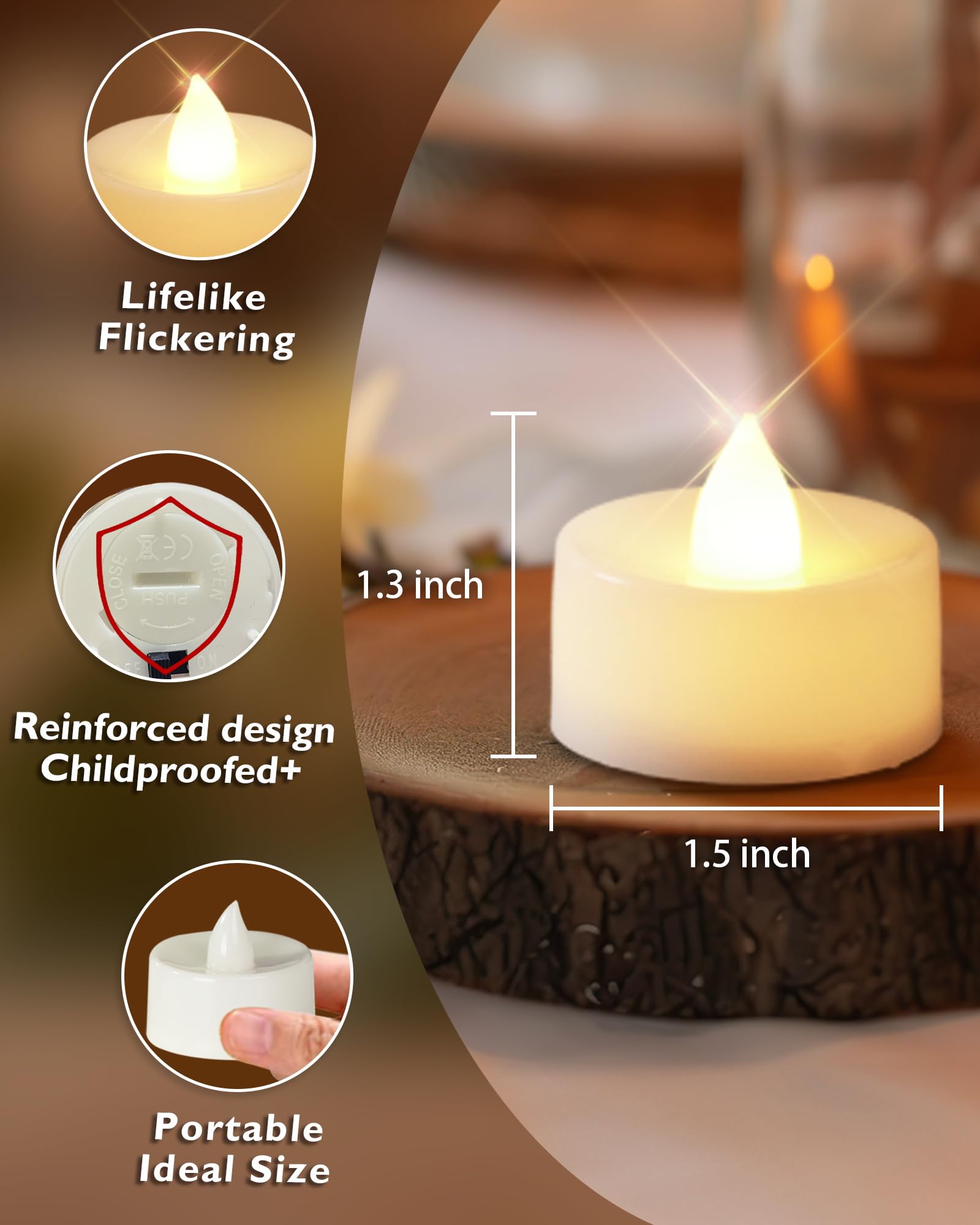 Homemory 12pcs Flameless LED Tea Lights with Remote & Timer, 400+Hours Realistic Flickering Battery Candles for Seasonal, Tabletop, and Centerpieces Decor