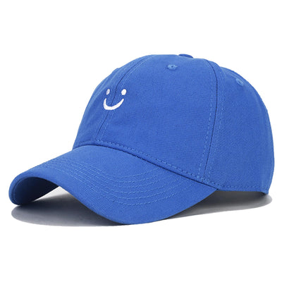 Umeepar Smile Face Baseball Cap for Women Men Adjustable Low Profile Unstructured Cotton Dad Hat (US, Alpha, One Size, Blue)