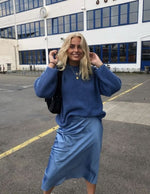 Load image into Gallery viewer, Zeagoo Womens Midi Skirt Satin High Waist Skirt Elegant Silk Skirts Clear Blue
