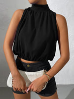 Load image into Gallery viewer, SOLY HUX Womens Halter Tops Sleeveless High Neck Summer Crop Tops Dressy Casual Blouses Solid Black L
