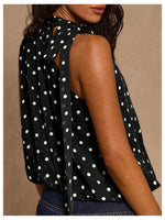 Load image into Gallery viewer, Verdusa Women's Polka Dots Blouses Going Out Halter Top Tie Neck Sleeveless Dressy Tops Black and White Medium
