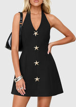 Load image into Gallery viewer, PRETTYGARDEN Summer Cocktail Dresses for Women Short 2026 Spring Halter V Neck Beach Party Backless A Line Mini Dress (Black,Medium)
