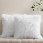Load image into Gallery viewer, Phantoscope Pack of 2 Faux Fur Solid Throw Decorative Pillow Cover Cushion Covers Luxury Soft Decorative Pillowcase Fuzzy Pillow Covers for Bed/Couch,White 26 x 26 Inches
