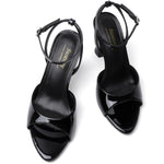 Load image into Gallery viewer, Susanny Black Heels for Women Pointed Open Toe Strappy Chunky Block High Heels Ankle Strap Stiletto Kitten Heeled Sandals Wedding Bridal Party Prom Sexy Dress Shoes 9
