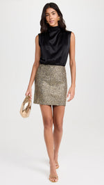 Load image into Gallery viewer, Amanda Uprichard Women&#39;s Brantley Mini Dress, Gold/Black, XS
