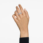 Load image into Gallery viewer, Swarovski Pear Vittore Ring, Ring with Pear-Shaped White Crystal Stones on a Rhodium Plated Setting, Size 6; EU 52
