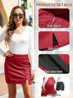 Load image into Gallery viewer, We1Fit Womens Fuax Leather Skirt High Waisted Bodycon Pencil Mini Skirts with Shorts Red
