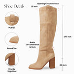 Load image into Gallery viewer, Erocalli Suede Knee-High Boots Fall Boot For Women Chunky Block High Heel Slouch Fashion Boot Round Toe Side Zipper
