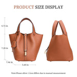 Load image into Gallery viewer, Designer Leather Bucket Bags for Women: Trendy Genuine Leather Tote Purses - Best Luxury Satchel Ladies Top-Handle Handbags for Traver &amp; Work(Brown)
