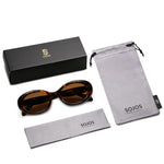 Load image into Gallery viewer, SOJOS Small Retro Oval Polarized Sunglasses for Women Men 90s Vintage Small Face UV400 Protection Tiny Sun Glasses SJ2286 Leopard Brown

