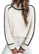 Load image into Gallery viewer, EVALESS Fall Sweaters for Women Trendy 2025 Cute Cozy Turtleneck Long Sleeve Colorblock Knitted Pullover Tops White L

