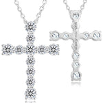 Load image into Gallery viewer, KRKC&amp;CO Moissanite Cross Necklaces for Women: Petite 1.4ct D-Color VVS1, 925 Sterling Silver, Dainty Hypoallergenic Pave-Set Cross Pendant Chain, Gift for Birthday Anniversary, Luxurious Gift Box
