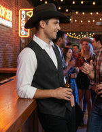 Load image into Gallery viewer, COOFANDY Men's Suede Leather Cowboy Vest Casual Western Wedding Vest Jacket Slim Fit Waistcoat
