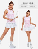 Load image into Gallery viewer, MoFiz Women&#39;s Golf Polo Tennis Shirt Sleeveless Racerback UPF 50+ 1/4 Zip Collarless Quick-Dry Lightweight Athletic Tank Top for Workout Running Sports Pink Camo Print M
